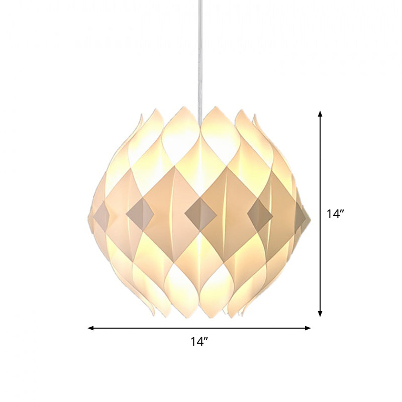 Modernism Ball Pendant Lighting Acrylic Panel 1-Light Bedside Suspension Lamp in White