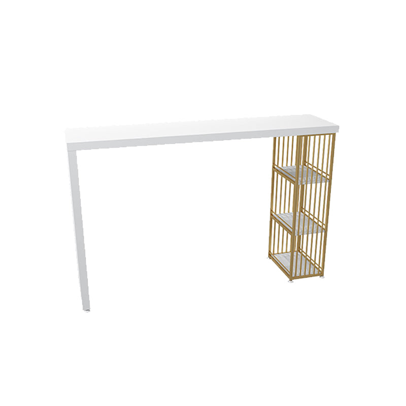 Solid Wood Bar Table Rectangle Dining Table with Storage Shelves