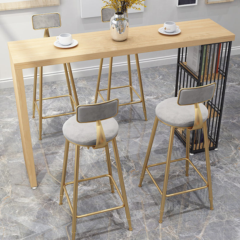 Solid Wood Bar Table Rectangle Dining Table with Storage Shelves