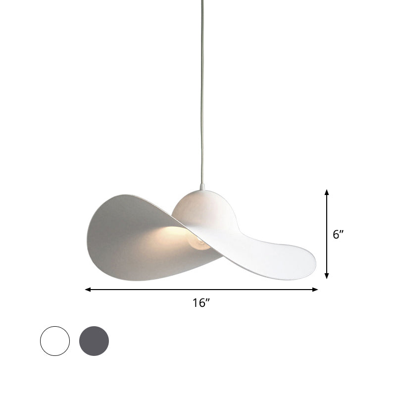 Hat Shaped Drop Pendant Lighting Modern Acrylic 1 Light Bedroom Suspension Lamp in White/Grey