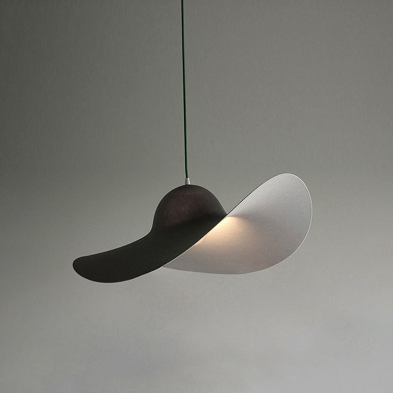 Hat Shaped Drop Pendant Lighting Modern Acrylic 1 Light Bedroom Suspension Lamp in White/Grey