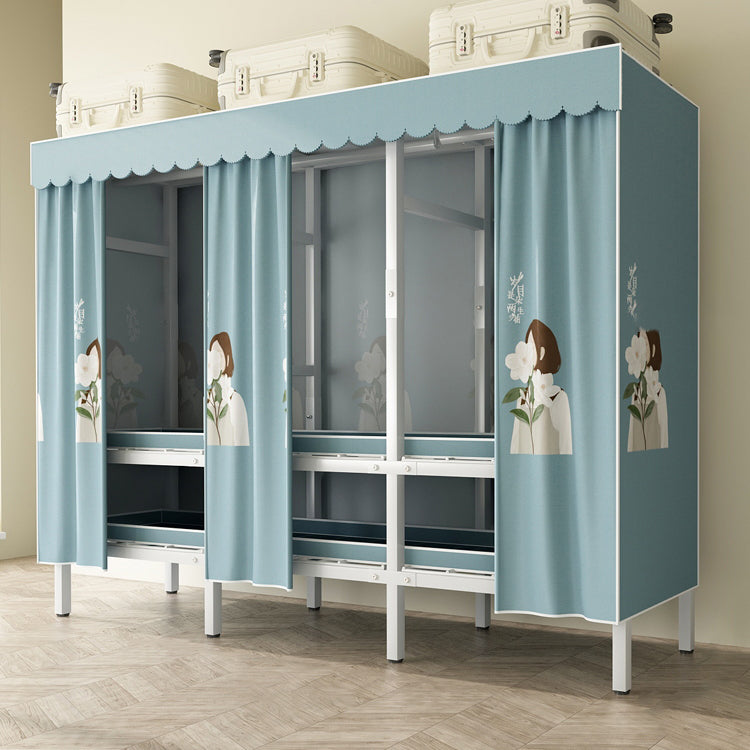 Modern Freestanding Metal Frame Wardrobe Foldable Wardrobe with Garment Rod