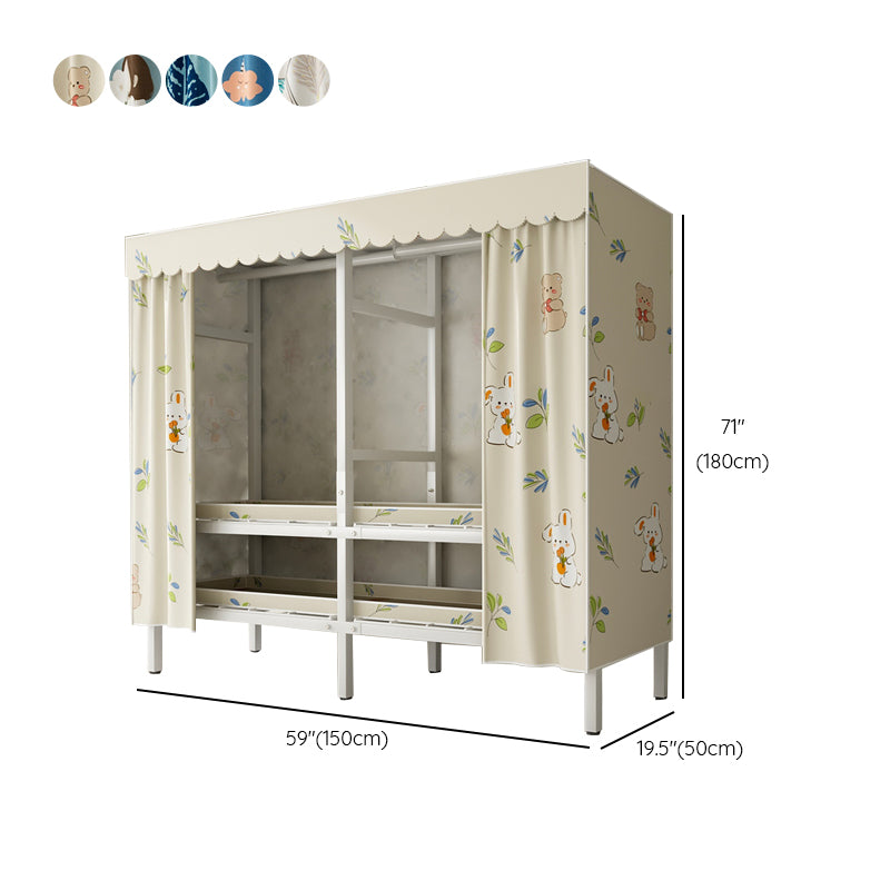 Modern Freestanding Metal Frame Wardrobe Foldable Wardrobe with Garment Rod