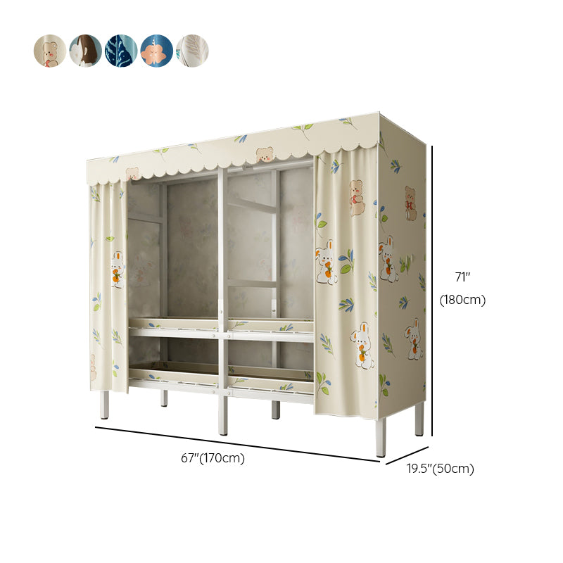 Modern Freestanding Metal Frame Wardrobe Foldable Wardrobe with Garment Rod