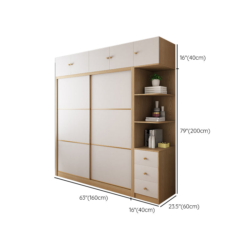 Modern Artificial Wood Wardrobe Freestanding Wardrobe with Sliding Doors