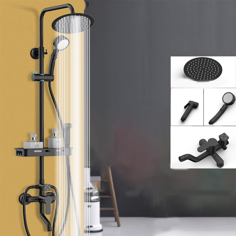 Shower Set Adjustable Spray Pattern Black Wall Mount Shower Hose Shower Set