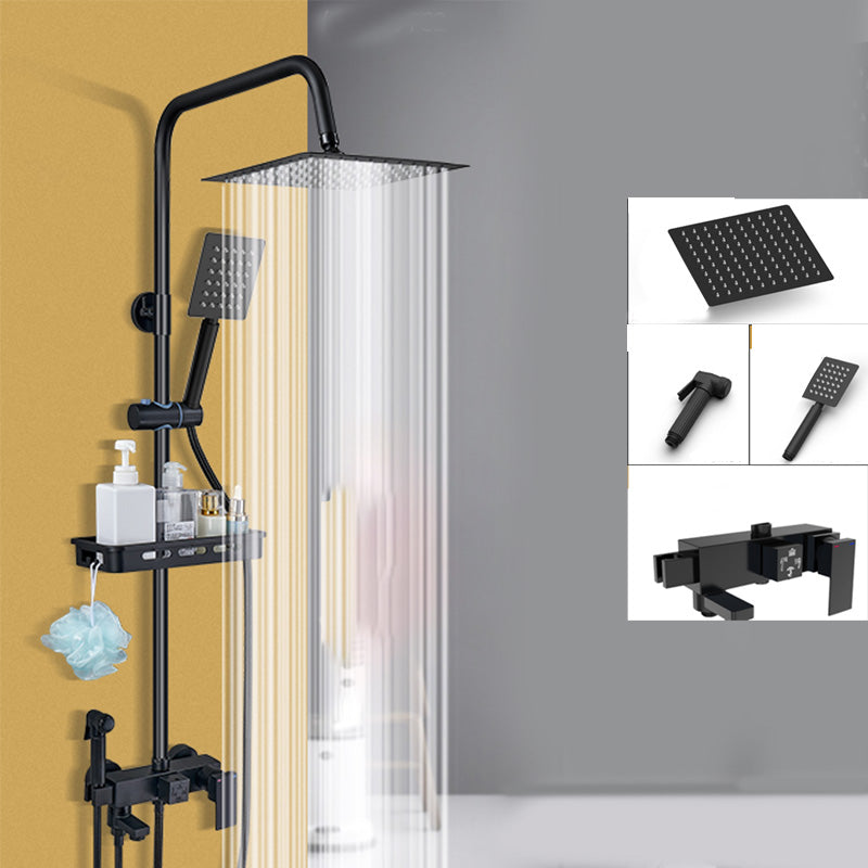 Shower Set Adjustable Spray Pattern Black Wall Mount Shower Hose Shower Set