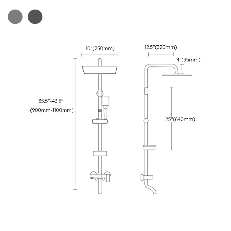 Shower Set Adjustable Spray Pattern Black Wall Mount Shower Hose Shower Set