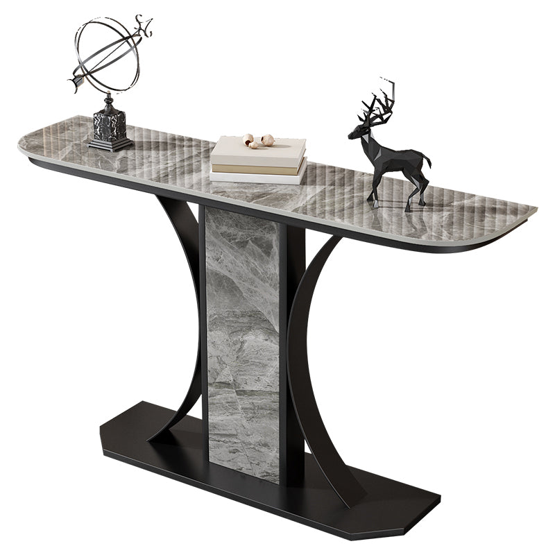 Glam Console Table Half Moon Stone Accent Table for Hall , 12 Inch Wide