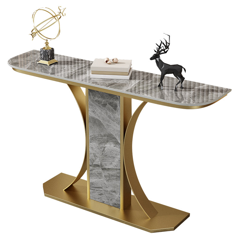 Glam Console Table Half Moon Stone Accent Table for Hall , 12 Inch Wide