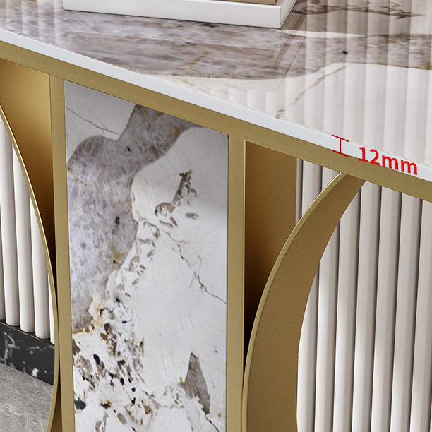 Glam Console Table Half Moon Stone Accent Table for Hall , 12 Inch Wide
