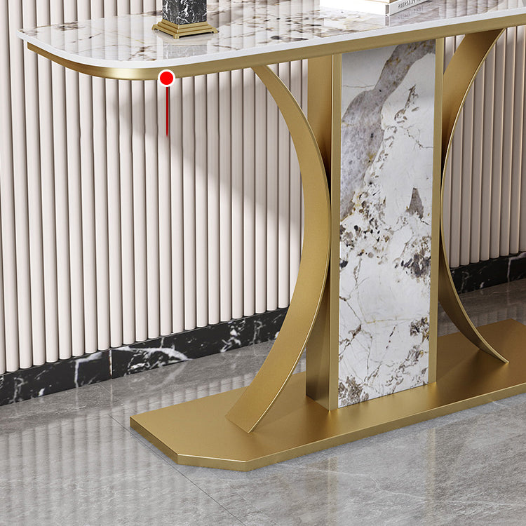 Glam Console Table Half Moon Stone Accent Table for Hall , 12 Inch Wide