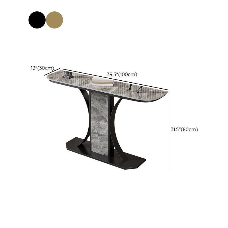 Glam Console Table Half Moon Stone Accent Table for Hall , 12 Inch Wide