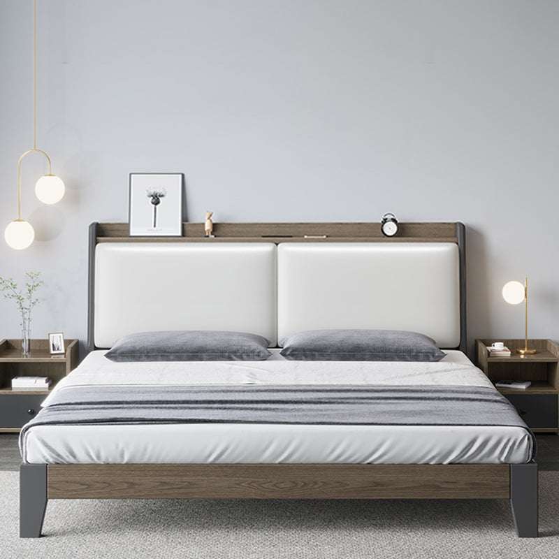 Contemporary Wood and Upholstered Bed Rectangular Standard Bed