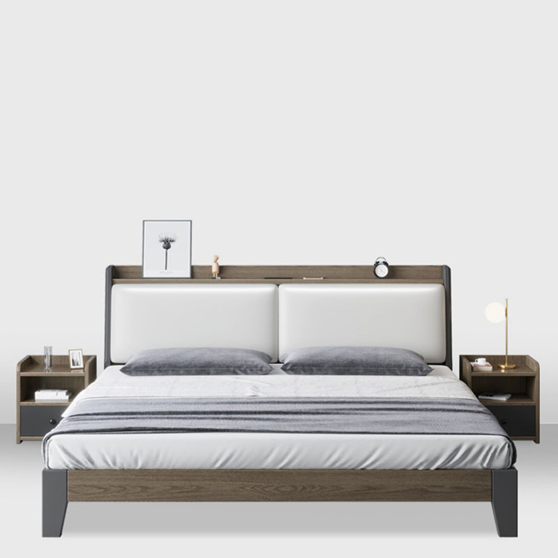 Contemporary Wood and Upholstered Bed Rectangular Standard Bed