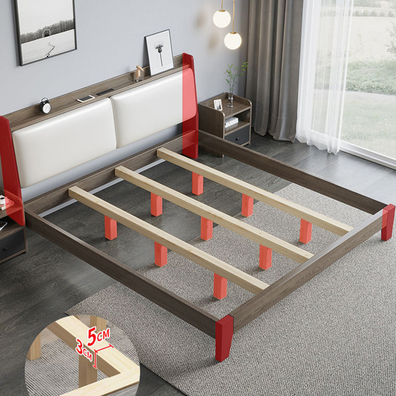 Contemporary Wood and Upholstered Bed Rectangular Standard Bed