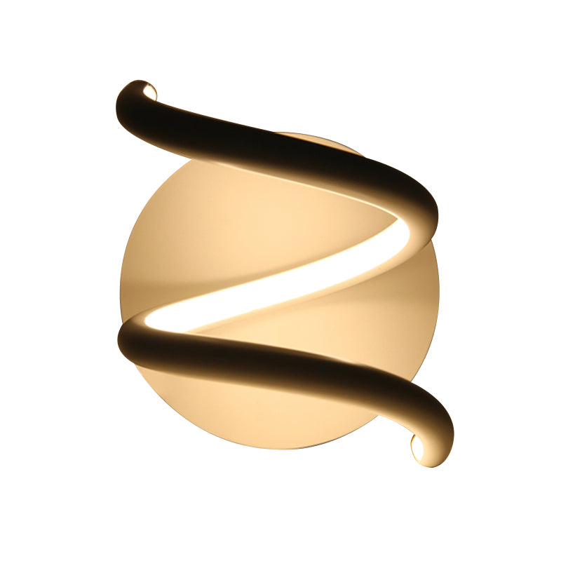 Lámpara de luz en espiral acrílica lámpara de pared blanca led minimalista con placa posterior redonda