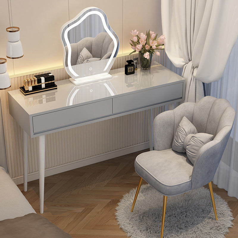 Contemporary Lighted Mirror Makeup Vanity Desk in Wood Vanity Dressing Table Set