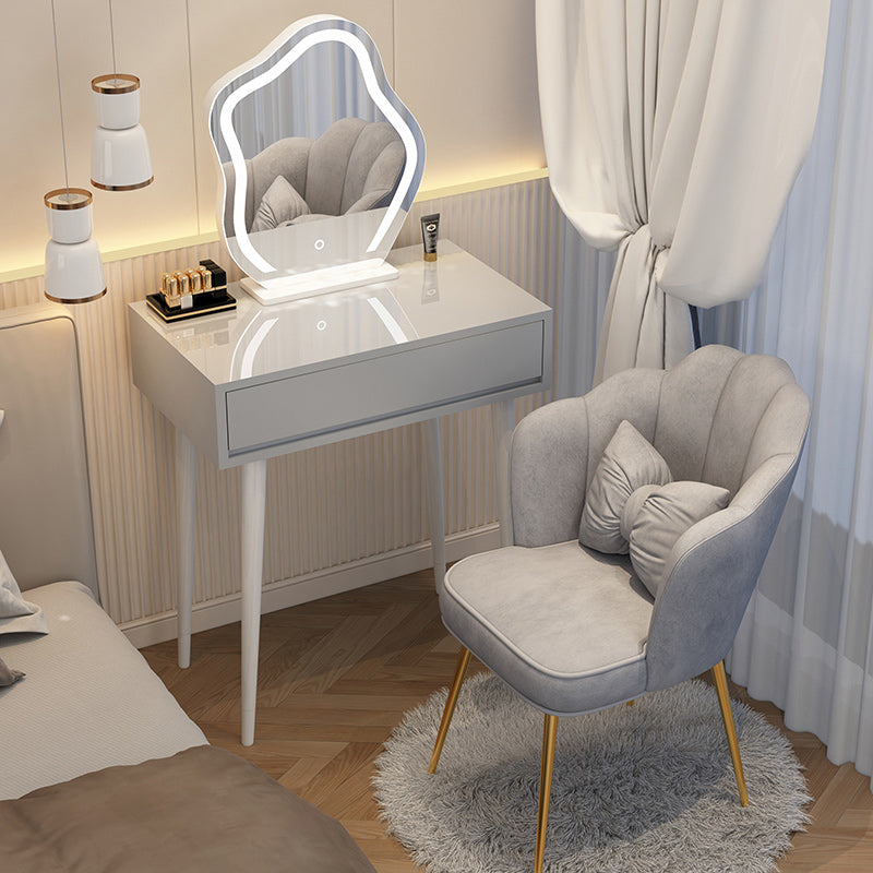 Contemporary Lighted Mirror Makeup Vanity Desk in Wood Vanity Dressing Table Set