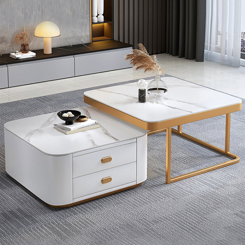 Square Coffee Table Glass Top Coffee Table Set for Living Room