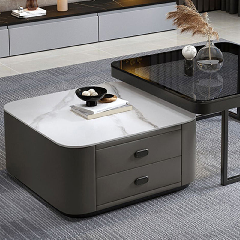 Square Coffee Table Glass Top Coffee Table Set for Living Room