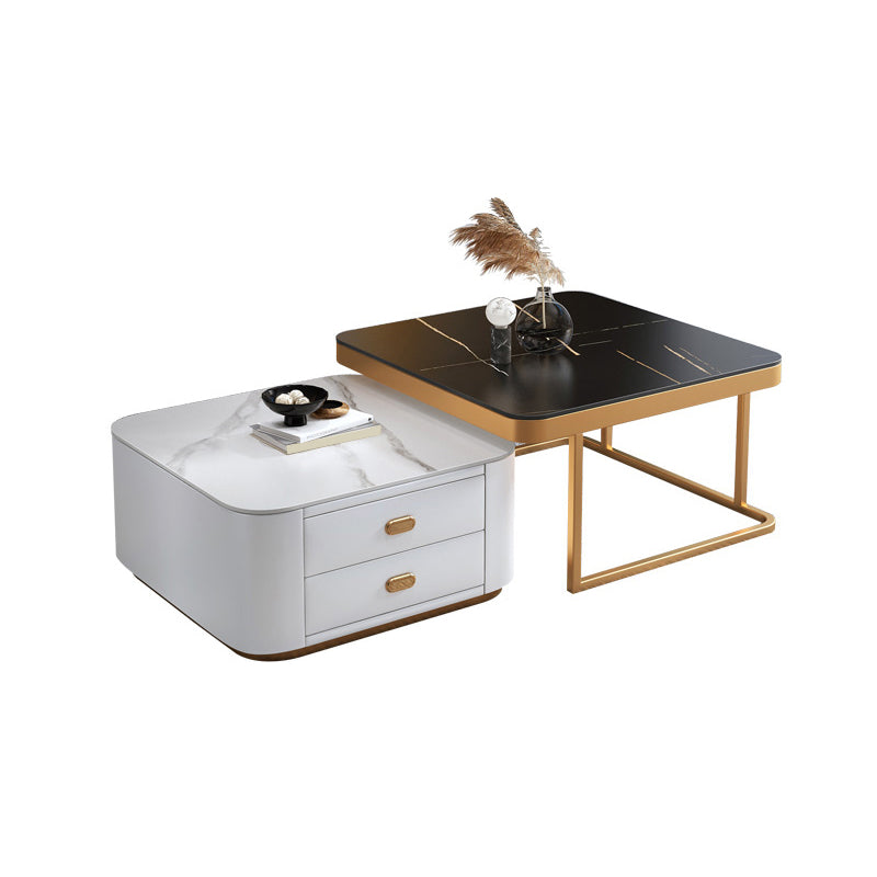Square Coffee Table Glass Top Coffee Table Set for Living Room
