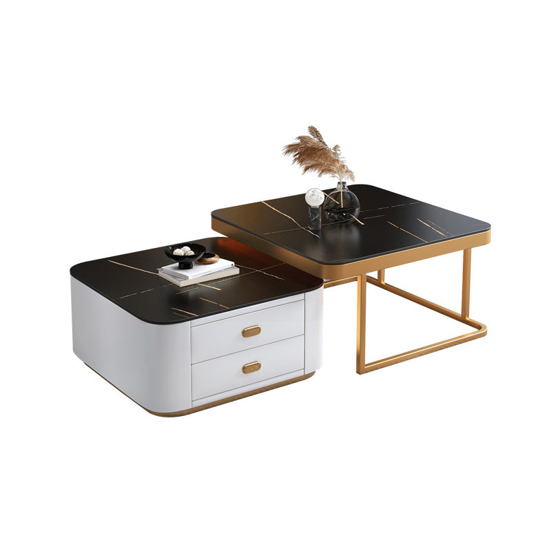 Square Coffee Table Glass Top Coffee Table Set for Living Room
