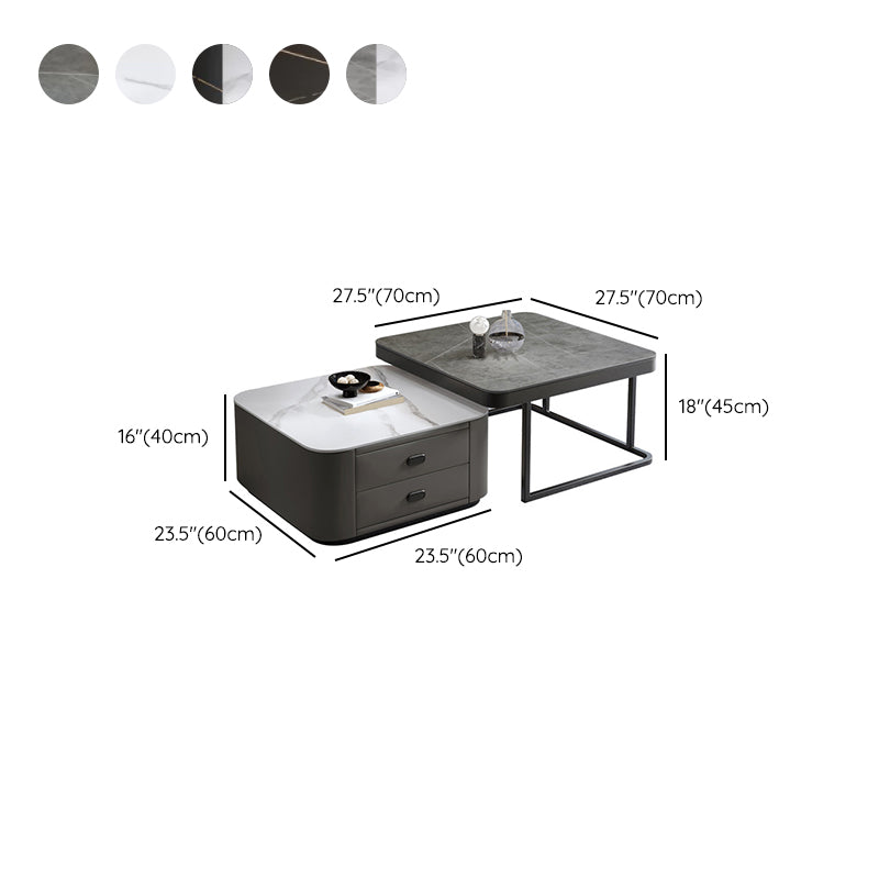 Square Coffee Table Glass Top Coffee Table Set for Living Room