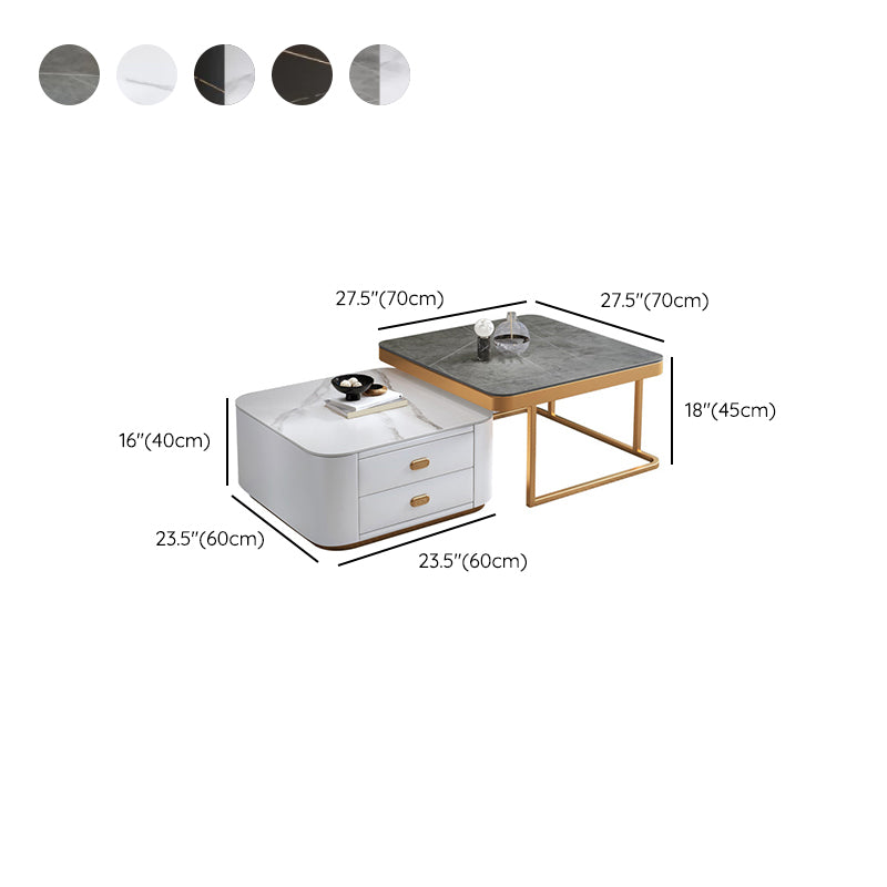 Square Coffee Table Glass Top Coffee Table Set for Living Room