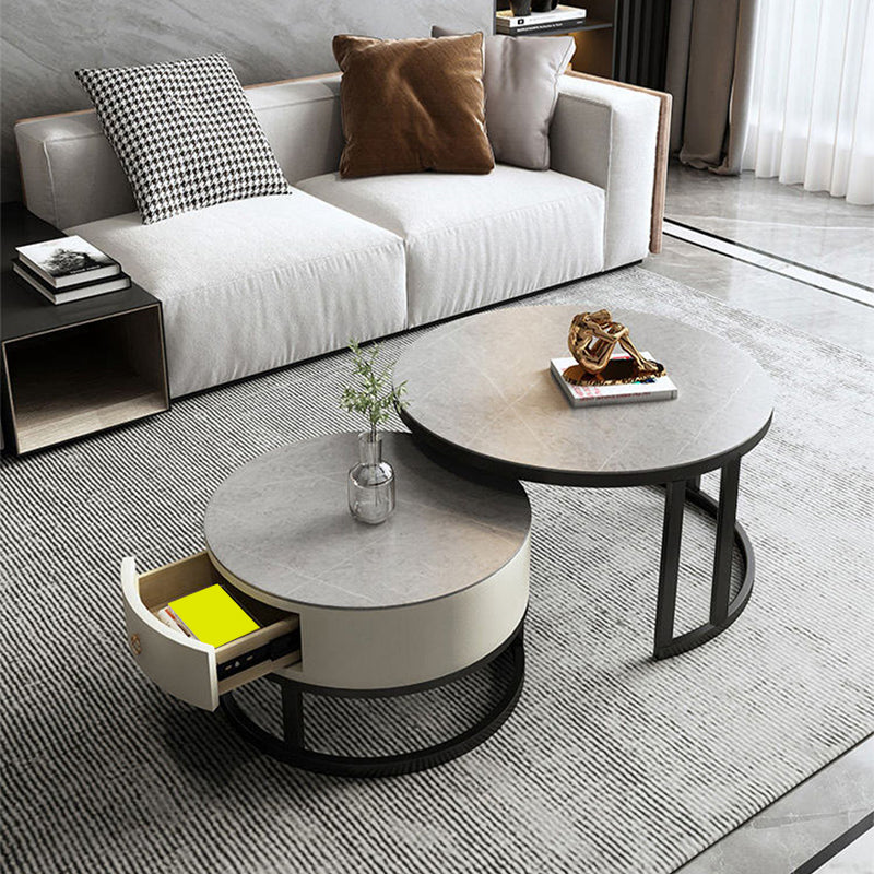 Rectangle Coffee Table Slate 2 Nesting Coffee Table Set for Living Room