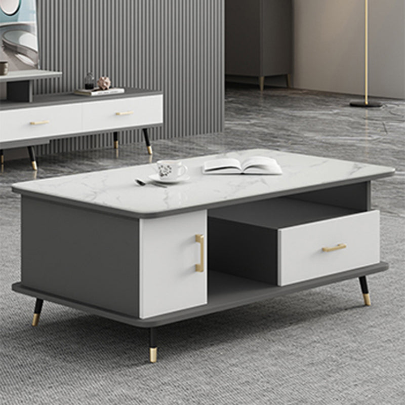 Rectangle Coffee Table Slate Coffee Cocktail Table with Storage Drawers