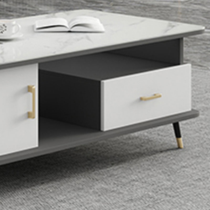 Rectangle Coffee Table Slate Coffee Cocktail Table with Storage Drawers