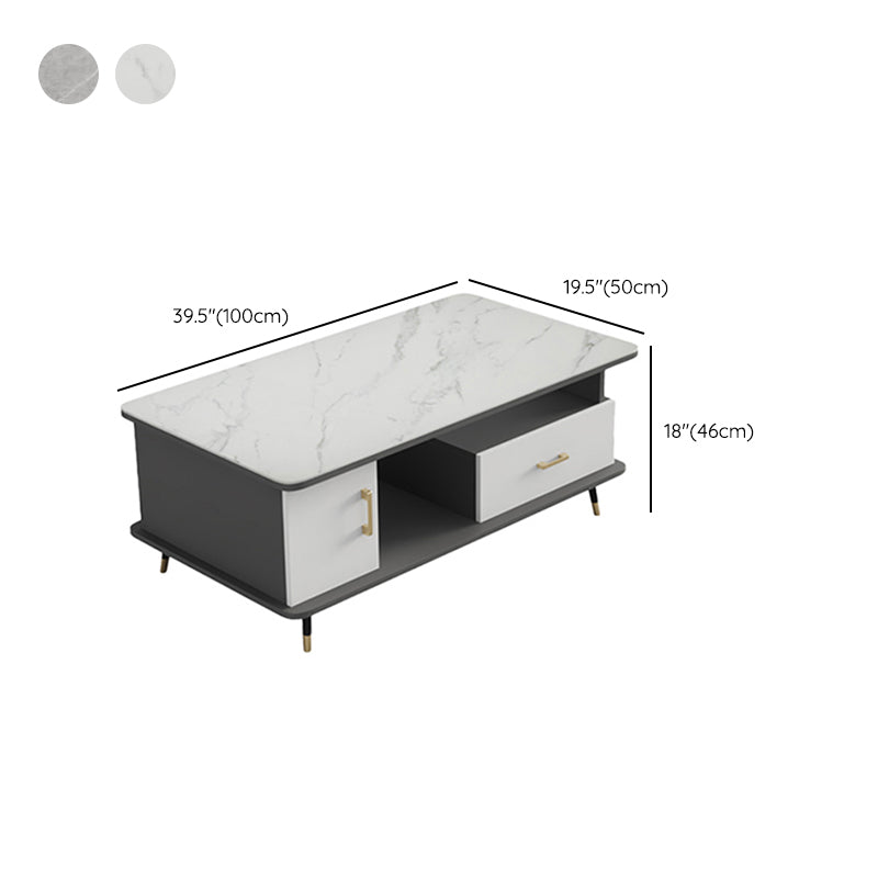 Rectangle Coffee Table Slate Coffee Cocktail Table with Storage Drawers
