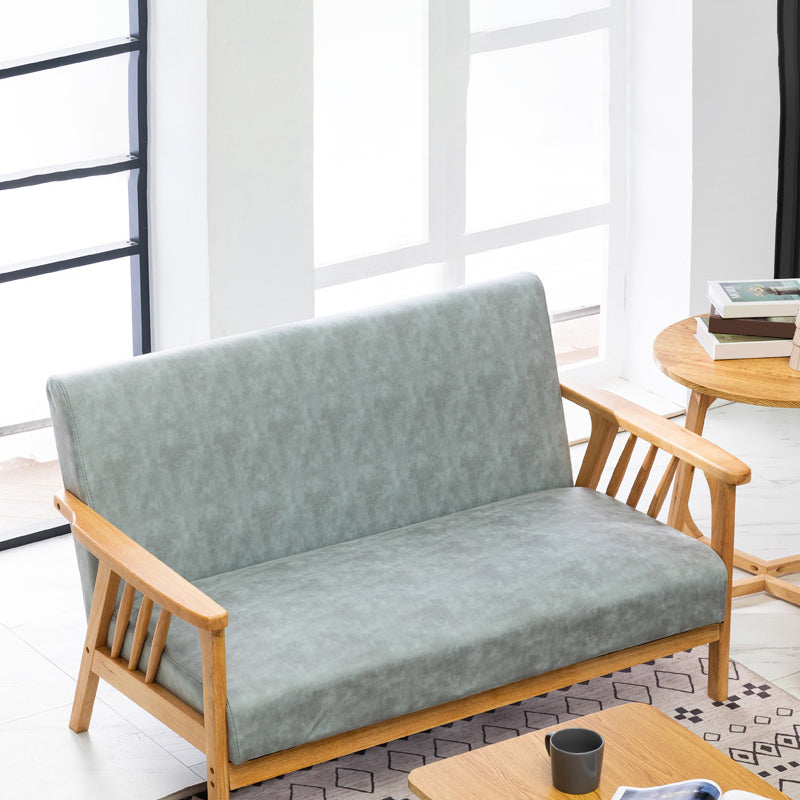 Square Arm Sofa Solid Wood Pillow Back Seating for Living Room