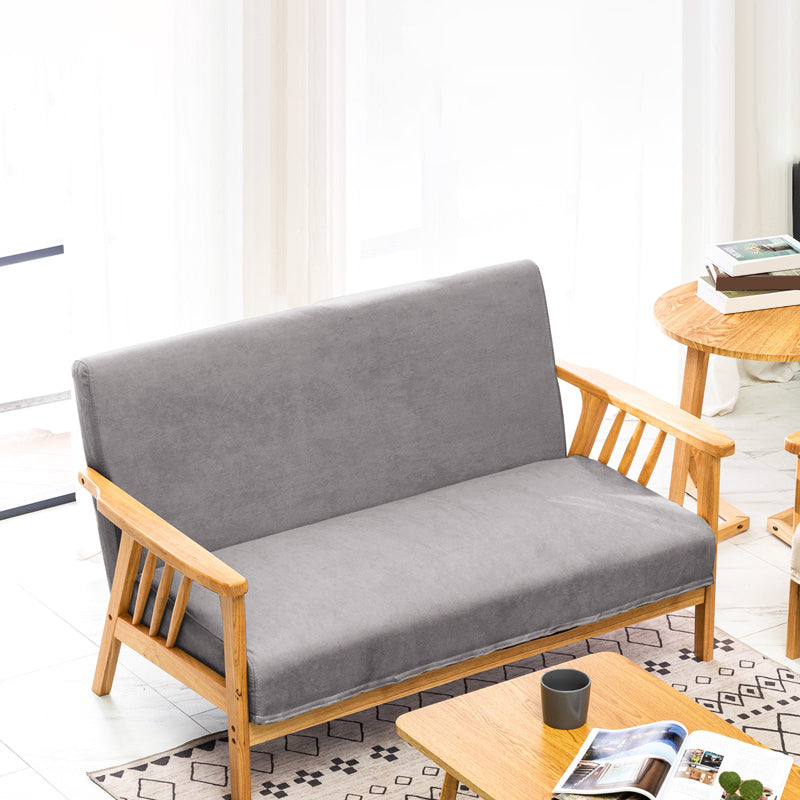 Square Arm Sofa Solid Wood Pillow Back Seating for Living Room