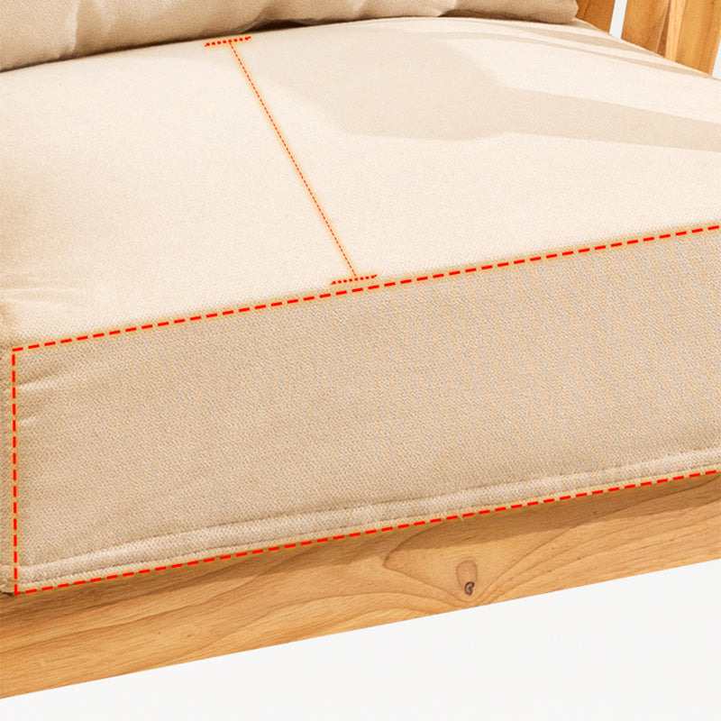 Square Arm Sofa Solid Wood Pillow Back Seating for Living Room