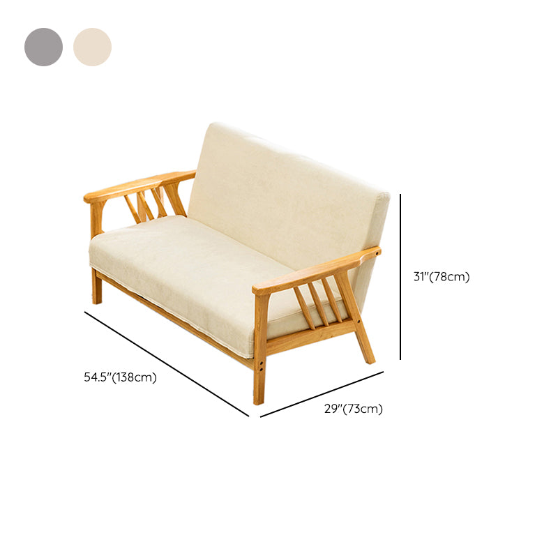 Square Arm Sofa Solid Wood Pillow Back Seating for Living Room