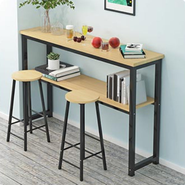 Modern Style Rectangle Bar Table Wood Table Metal Base for Dining Room