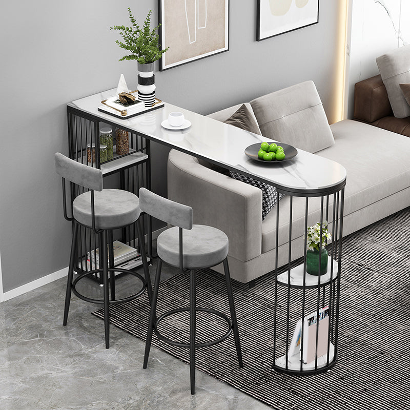 Glam Style Bar Set 1/2/3 Pieces Stone Bar table with Ladder Back Stools