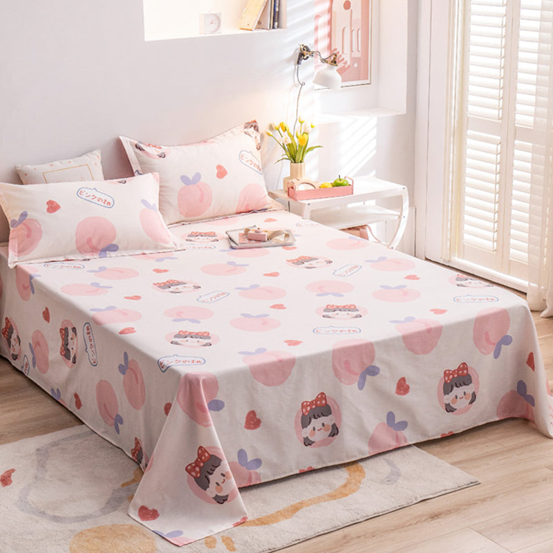 Popular Bed Sheet Cartoon Bear Patterned Fade Resistant Non-Pilling 100 Cotton Bed Sheet
