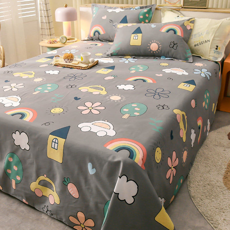 Popular Bed Sheet Cartoon Bear Patterned Fade Resistant Non-Pilling 100 Cotton Bed Sheet