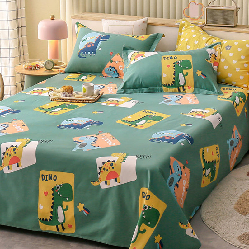 Popular Bed Sheet Cartoon Bear Patterned Fade Resistant Non-Pilling 100 Cotton Bed Sheet