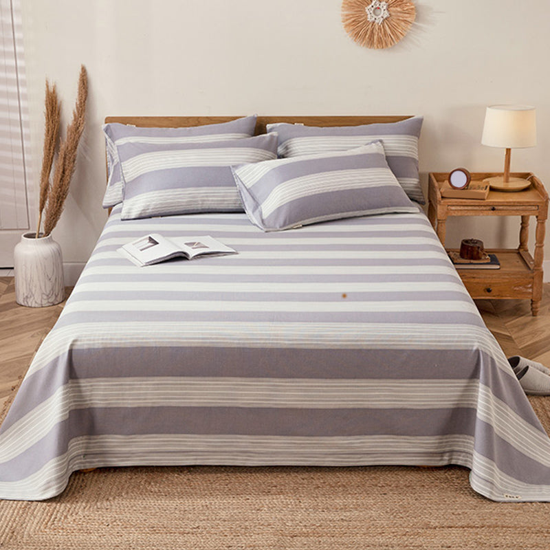 Fashionable Bed Sheet Stripe Patterned Non-Pilling Fade Resistant 100 Cotton Bed Sheet