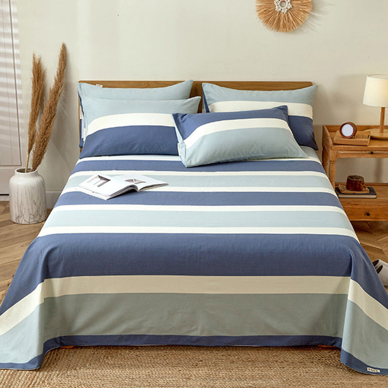 Fashionable Bed Sheet Stripe Patterned Non-Pilling Fade Resistant 100 Cotton Bed Sheet