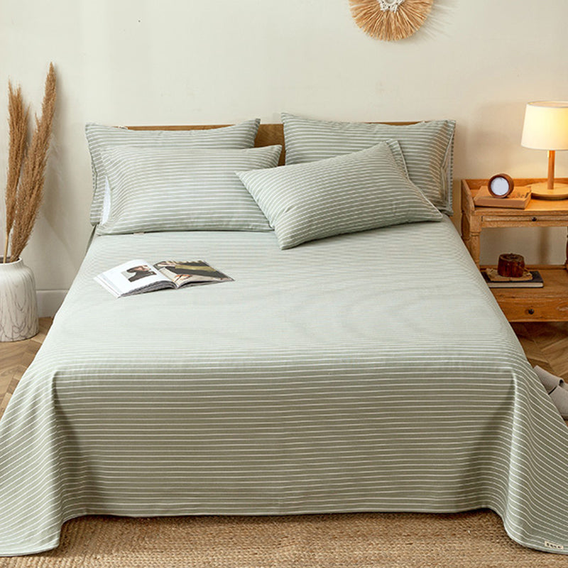 Fashionable Bed Sheet Stripe Patterned Non-Pilling Fade Resistant 100 Cotton Bed Sheet