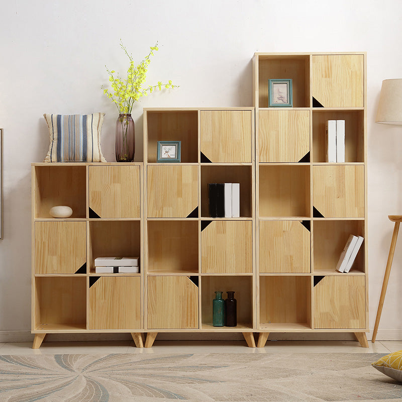Wooden Closed Back Bookcase Standard Natural Bookshelf with Shelves