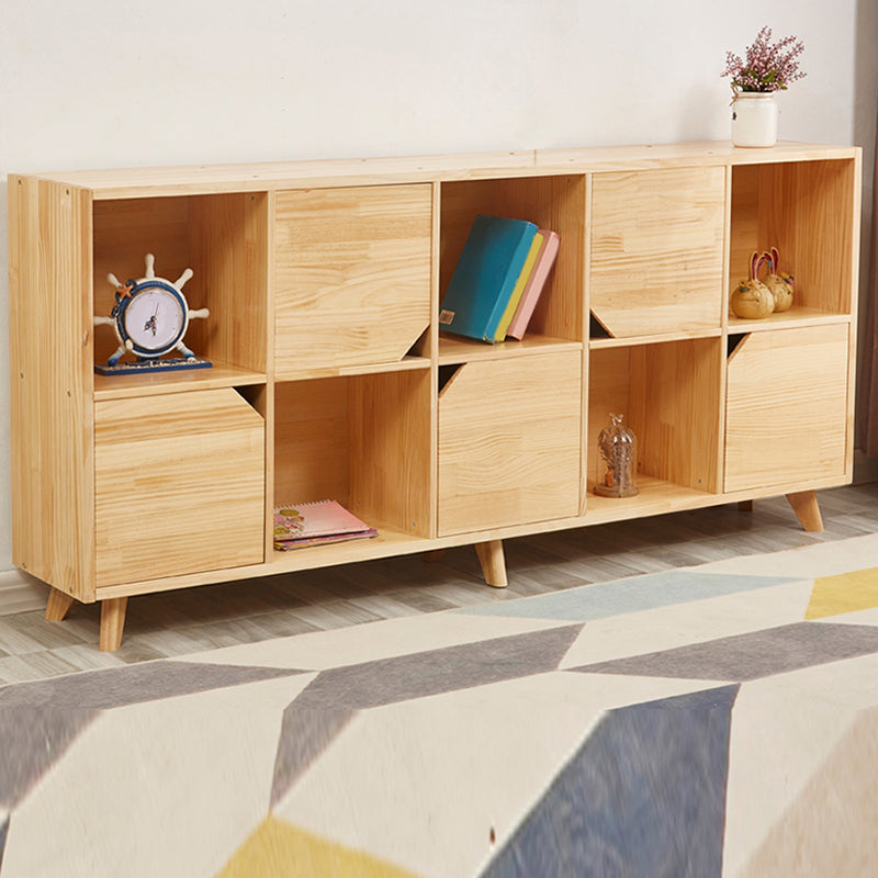 Wooden Closed Back Bookcase Standard Natural Bookshelf with Shelves