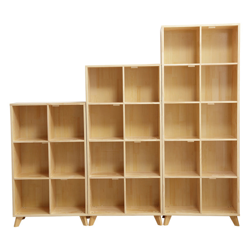 Wooden Closed Back Bookcase Standard Natural Bookshelf with Shelves