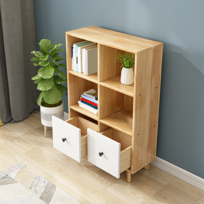 Wooden Closed Back Bookcase Standard Natural Bookshelf with Shelves