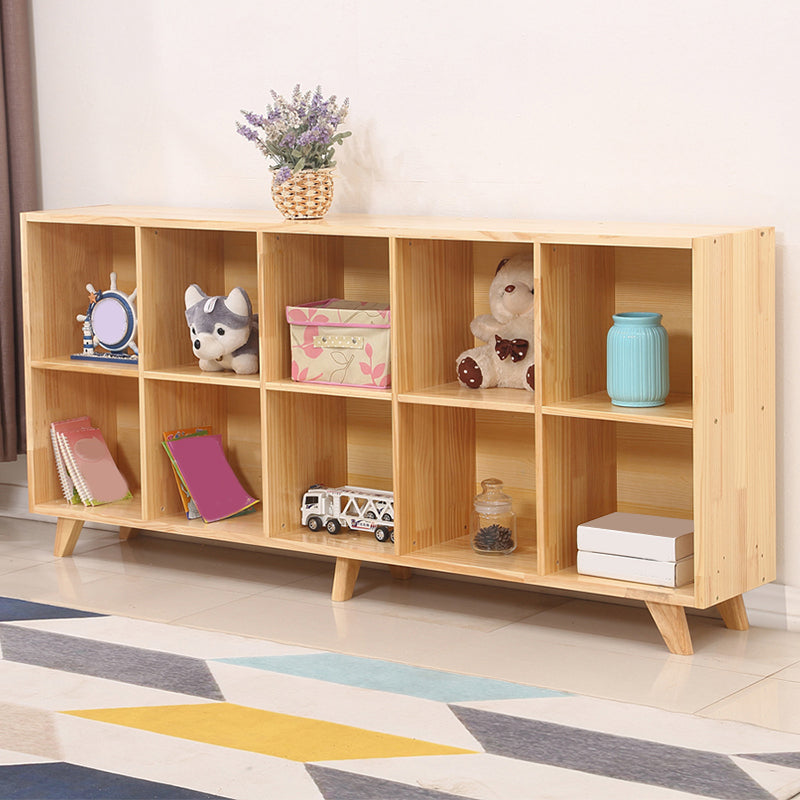 Wooden Closed Back Bookcase Standard Natural Bookshelf with Shelves